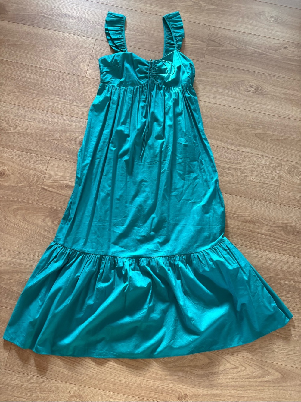 LOFT Teal Sleeveless Smocked Bodice Maxi Dress